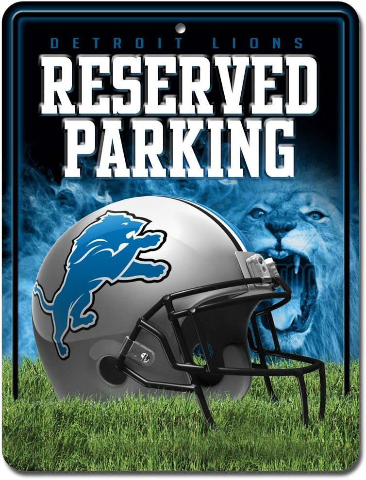 NFL Detroit Lions 8-Inch by 11-Inch Metal Parking Sign Décor