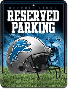 NFL Detroit Lions 8-Inch by 11-Inch Metal Parking Sign Décor
