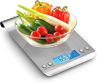 himaly Digitale Küchenwaage Edelstahl, Digitalwaage Briefwaage mit Tara-Funktion(5kg/1g), großem LCD-Display, Auto-Off, elektronische Waage für Nahrungsmittel, Backen, Kochen