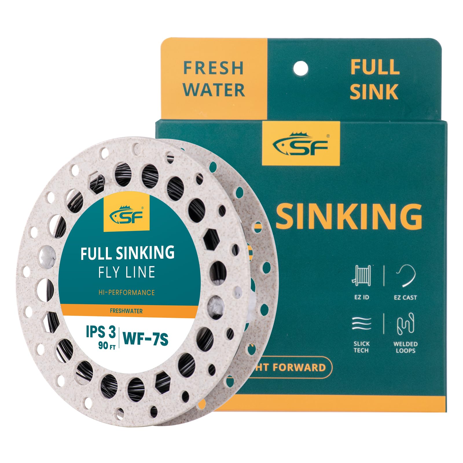 SF Full Sinking Fly Fishing Line Weight Forward Taper Fly Line for Freshwater WF7S 90FT IPS3 — image 1