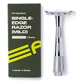 Leaf Shave Twig Razor - All-Metal Single Blade Razor, 5 Blades - Chrome | For men &amp; women, fixed head with magnetic load assist, stainless steel blades, face shaving, lighter hair, sensitive skin