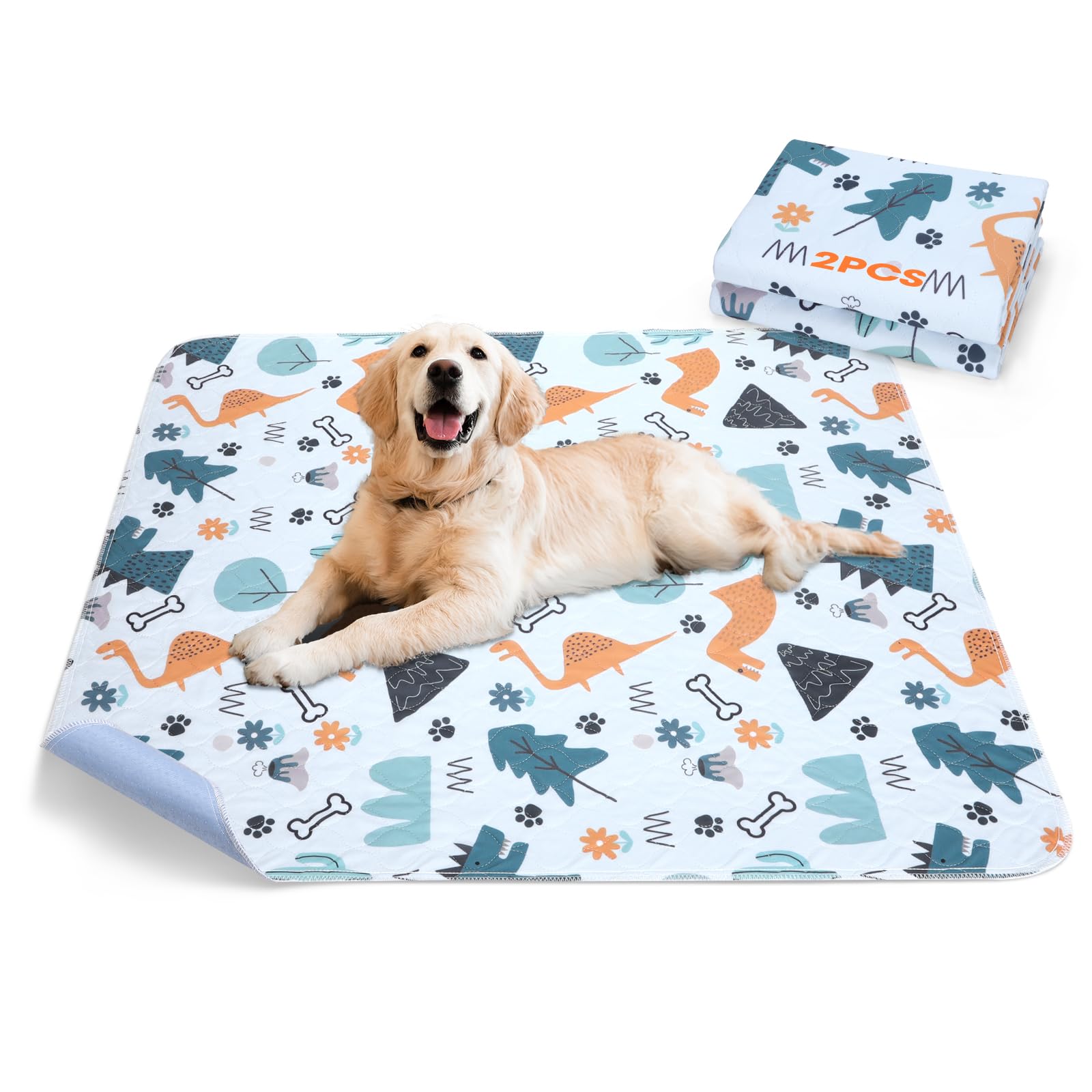 Photo 1 of Washable Pee Pads for Dogs, 2 Pack Large 36"x41" Super Absorbent Reusable Training Pads, 100% Waterproof Non-Slip, Whelping & Playpen Indoor Dog Cage Pads Pet Mat Dog Supplies