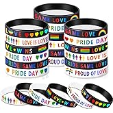 Tikitup Rainbow Pride Silicone Bracelets 6 Design LGBT Support Rubber Wristbands for Pride Day Month Gay and Lesbian Parades Party Accessories Gifts Supplies