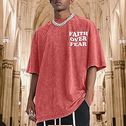 Kelxjia Christian Shirts for Men Faith Over Fear