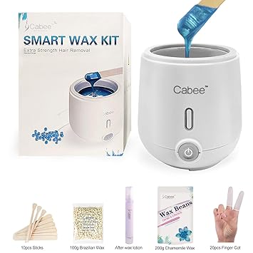 Cabee White Wax Warmer Kit For Hair Removal Home Waxing With 7oz