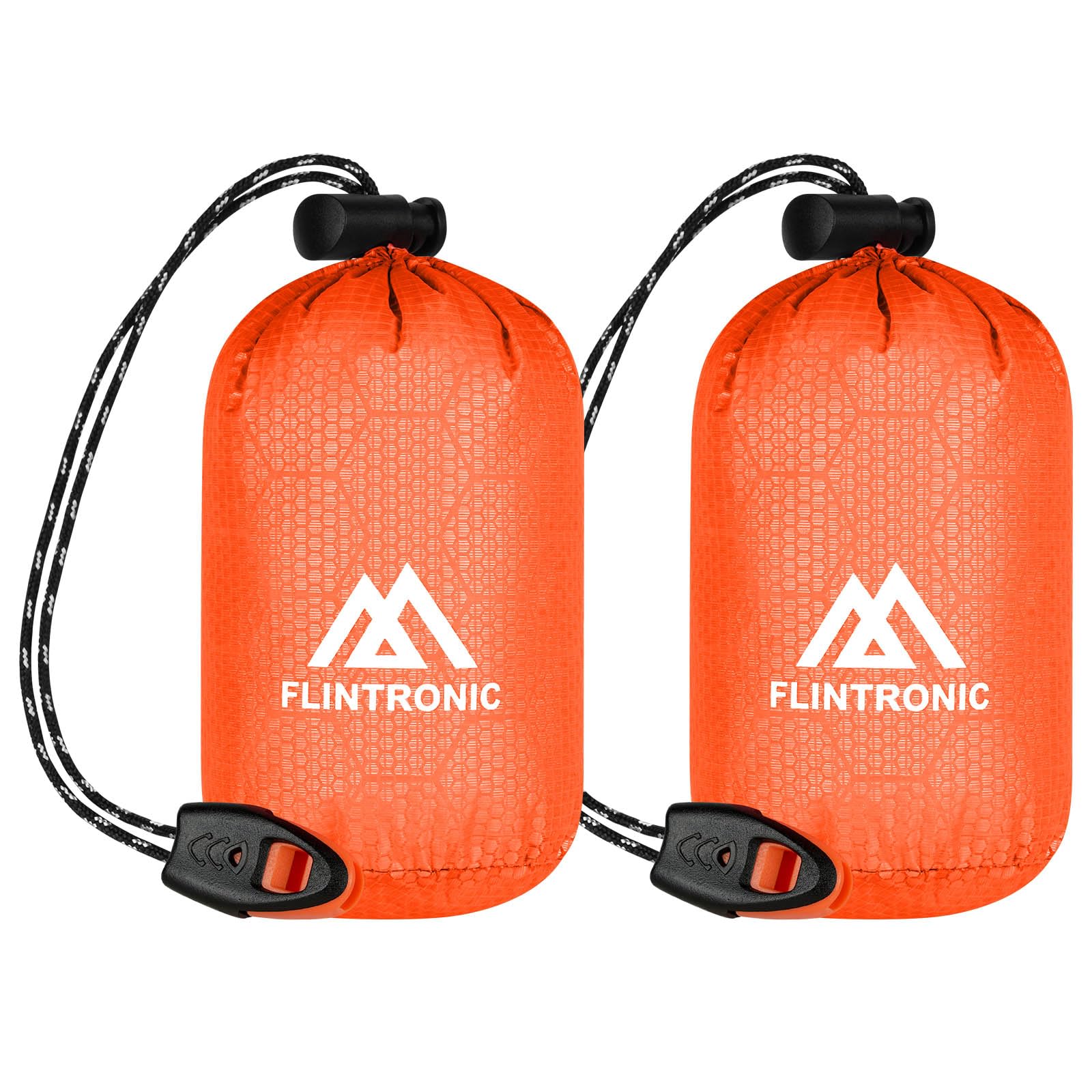 flintronic 2PCS Survival Sleeping Bag, Emergency Bivvy Bag, Emergency Rescue Blanket, Rescue Tent, Reusable, Waterproof, Ultralight, Heat-Repellent, Cold Protection, for Outdoor Camping, Hiking