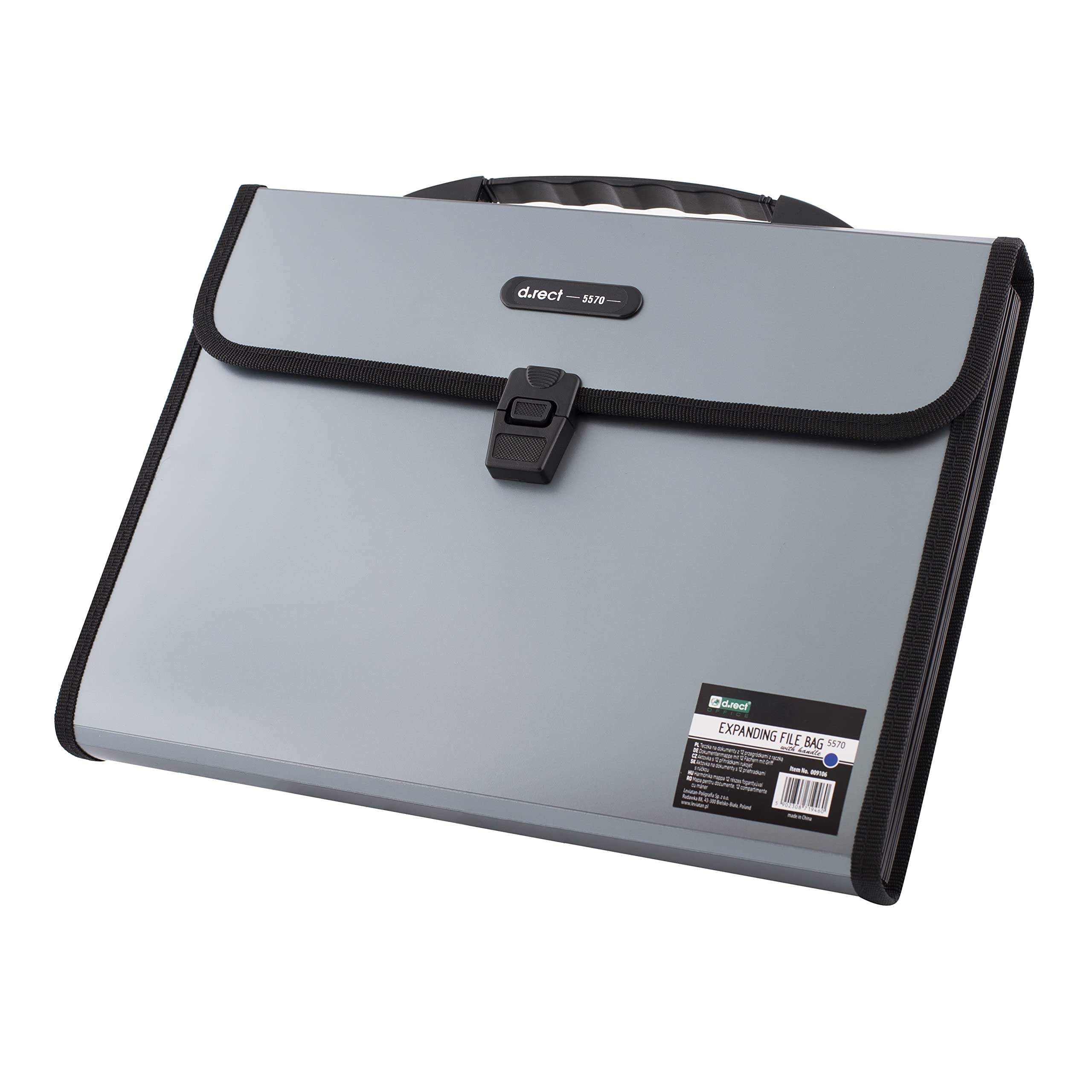 D.RECT 5570 Expanding File with Handle Organiser Folder Expandable Portable File Folder Document Folders for Home, School and Work Travel 12 Compartments A4 Blue