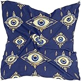 Flradish Evil Eye Symbols Silk Like Head Scarf for Women,Soft Fashion Neck Scarf Square Satin Head Scarf 23.6 Inches