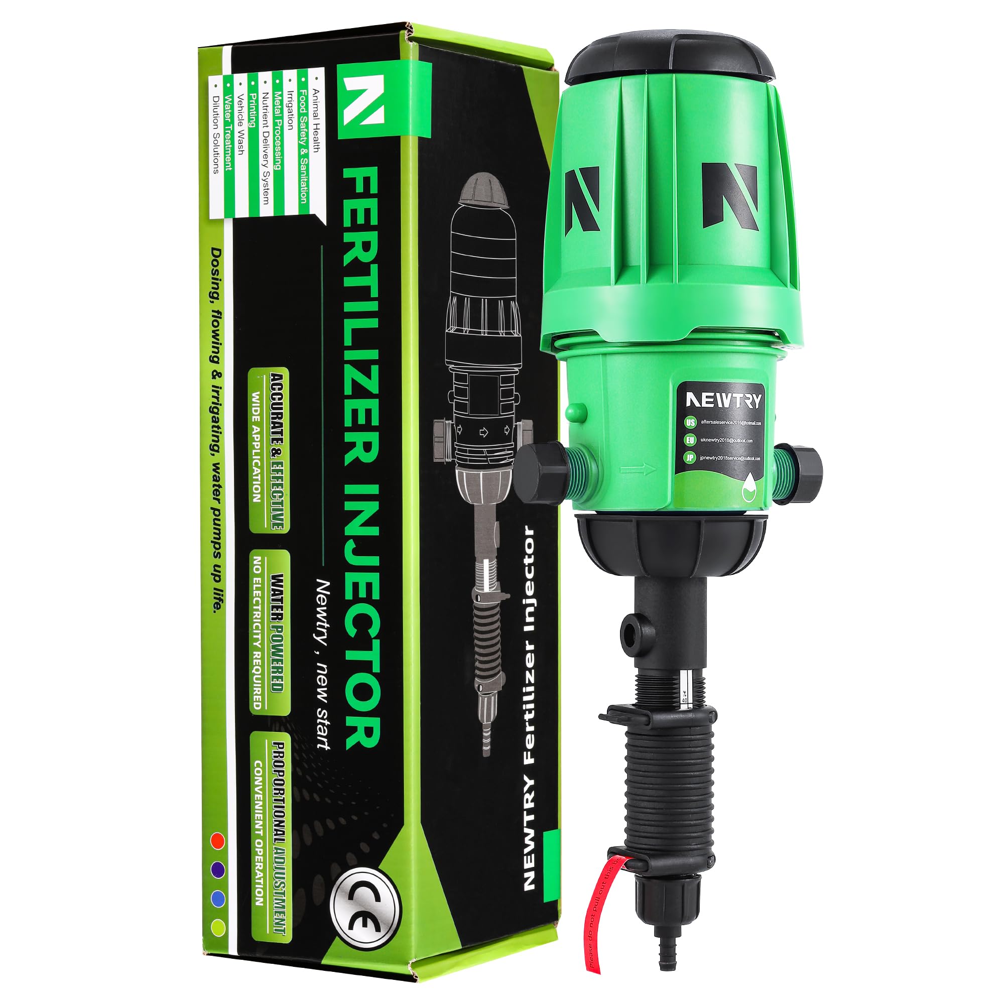 Photo 1 of NEWTRY Fertilizer Injector for Drip Irrigation, 0.2%-2% Adjustable Dosing Pump, 3/4'' NPT Water Powered Liquid Doser for Garden, Greenhouse, Irrigation & Hydroponic System, Farm, Grow Tent Green