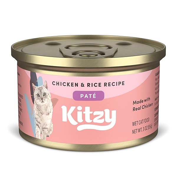 AMAZON BRAND – KITZY PATE CANNED CAT FOOD, CHICKEN AND RICE, 3 OZ ( 24 PACK)