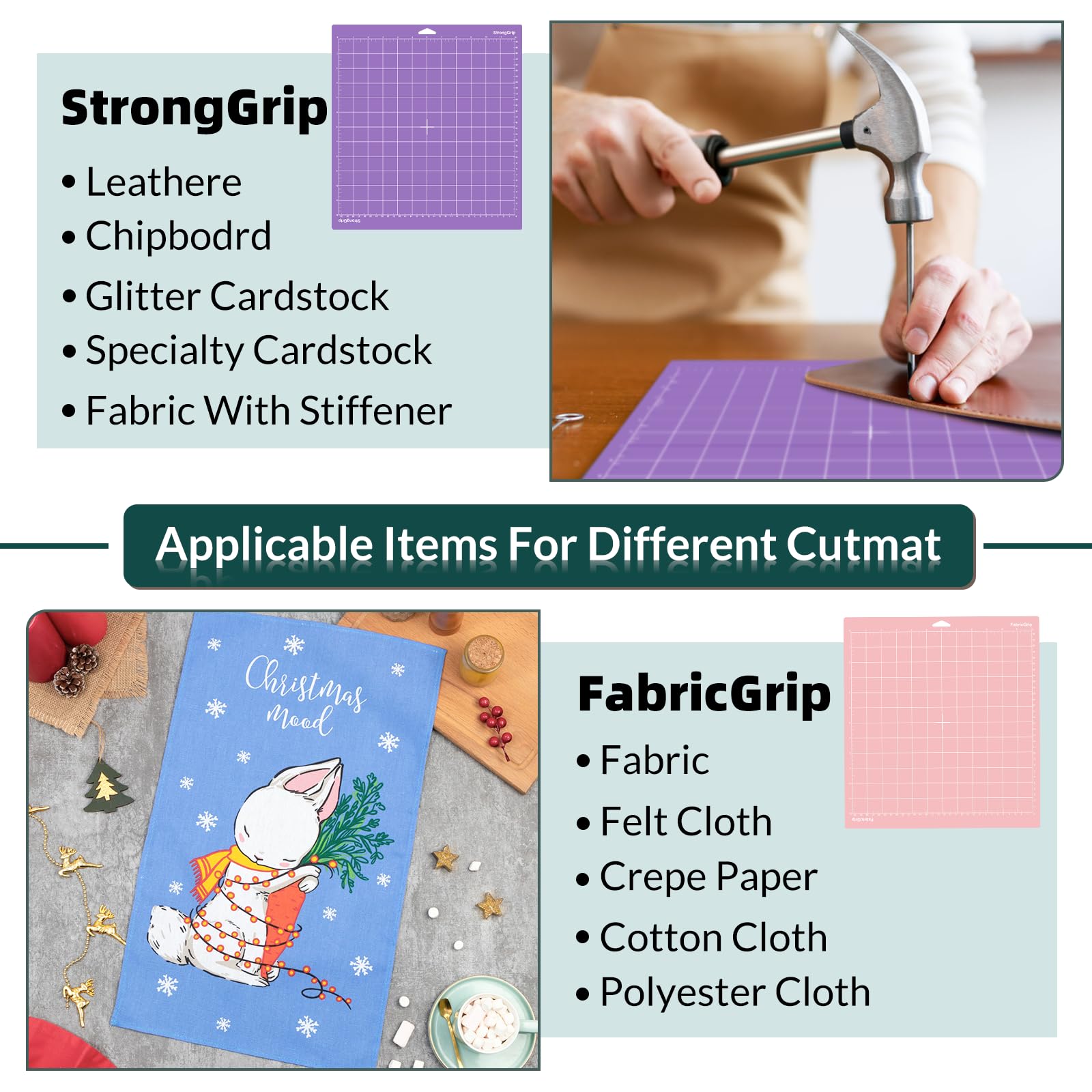 WISYOK 6-Pack 12x12 Inch Cutting Mats for Cricut Explore Air 2/Air/One/Maker, Adhesive Replacement Mats (Standard, Light, Strong, Fabric) for Crafts, Quilting, Sewing