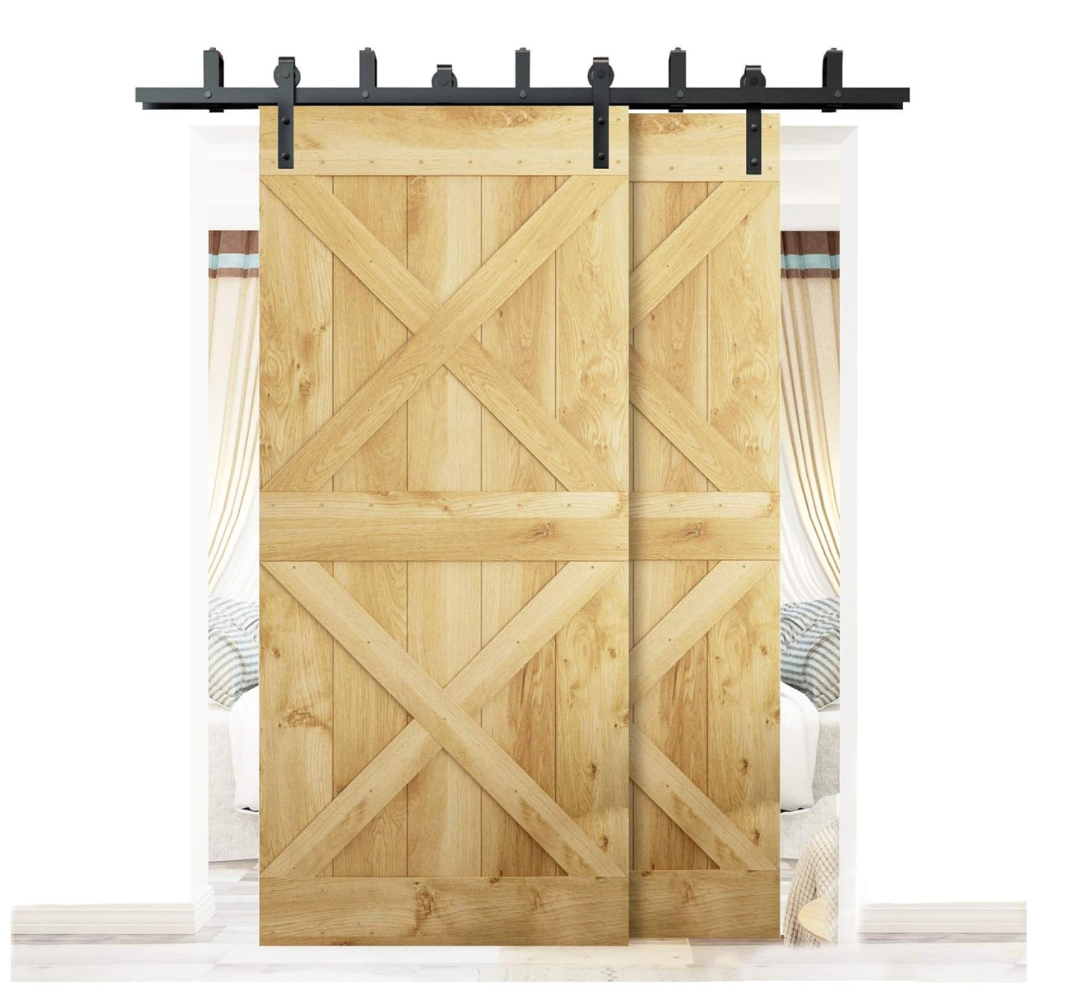 DIYHD MM20BP5.5FT Barn Hardware N Bypass Bracket Double Sliding Door