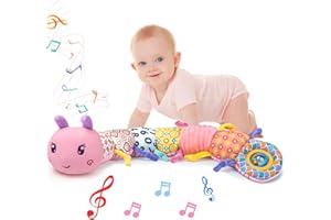 Baby Musical Stuffed Toys 0-6 Months,Plush CaterpillarToys with Built-in Music,BB Squeaks,Crinkle and Rattle,Baby Toys 6-12 M