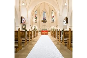 ShiDianYi White Aisle Runners for Weddings 2FTx15FT Sequin Fabric Aisle Runner Outdoor Indoor Party Supplies 15FT Long Glitter Bridal Ceremony Carpet Runner for Birthday Prom Hallway Deocration
