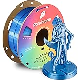 Polymaker Panchroma Dual Silk PLA 3D Printing Filament, 1.75mm 1kg, Silk Beluga (Silver-Blue), New and Improved Formula, Better Strength, Printing Speed & Clog-Free, Works in Most FDM 3D Printers