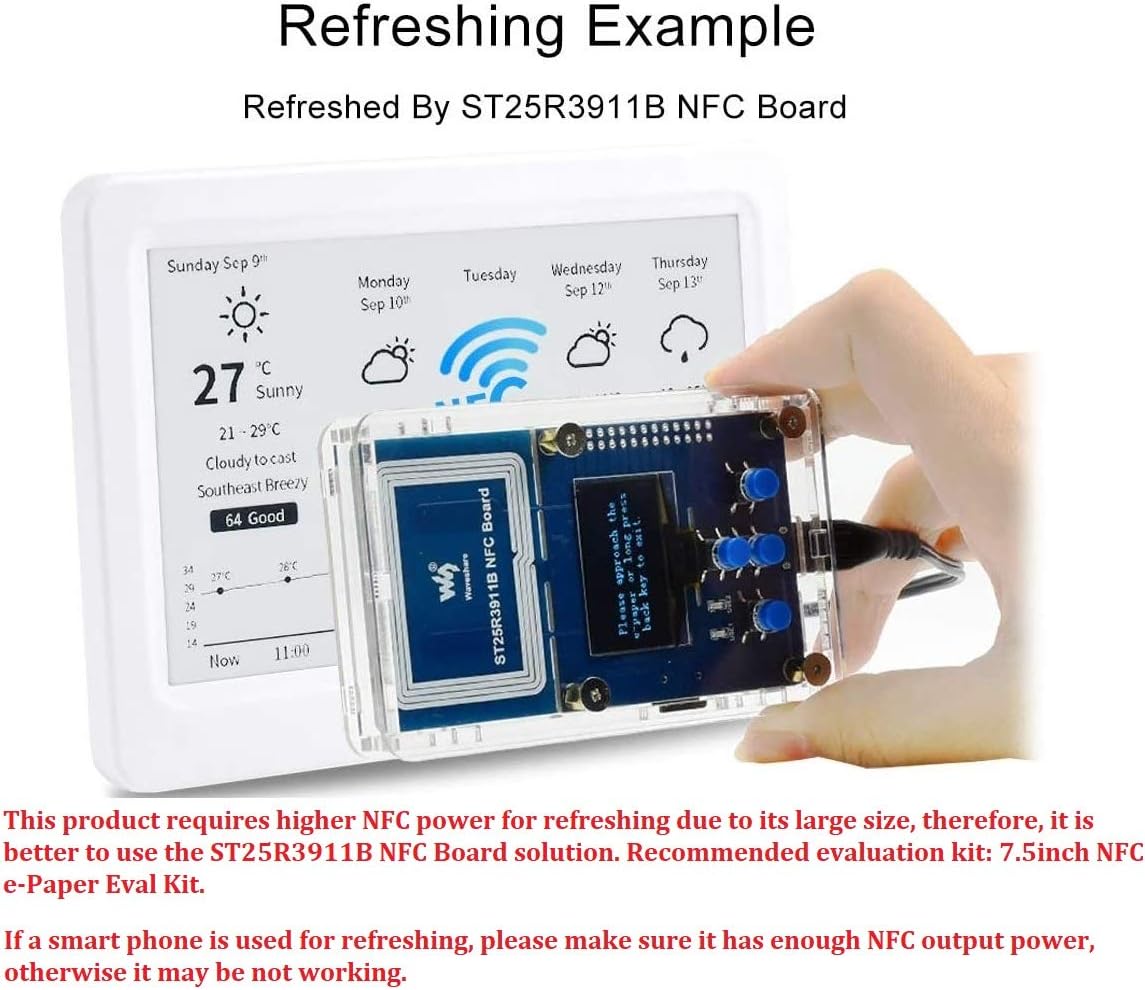 7.5inch Passive NFC-Powered e-Paper Black/White e-Ink Display, No Battery Required - Image 5