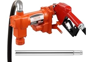 VEVOR Fuel Transfer Pump, 12V DC 16 GPM 1/4 HP, Gasoline Extractor Pump with Automatic Nozzle, Discharge Hose & Suction Pipe for Gasoline, Diesel, Kerosene, Ethanol & Methanol Blends, and Biodiesel
