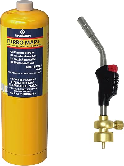 Pipestation Blow Torch with Map Gas Bottle Quick Ignition 1x MAP Gas