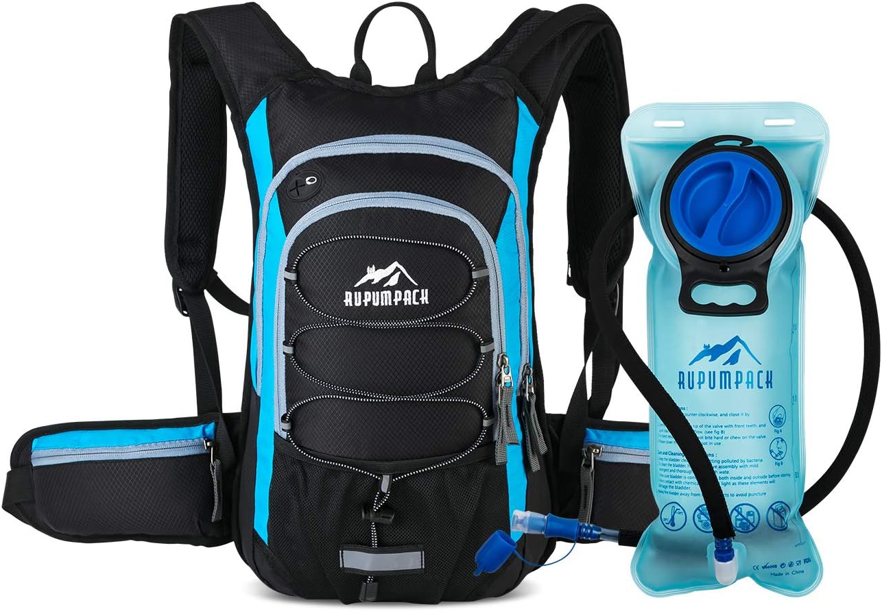 RUPUMPACK Insulated Hydration Backpack Pack with BPA Free 2L Water Bladder - Keeps Liquid Cool Up to 4 Hours, Fit Outdoor Gear for Hiking, Running, Cycling, Camping, Skiing, 15L