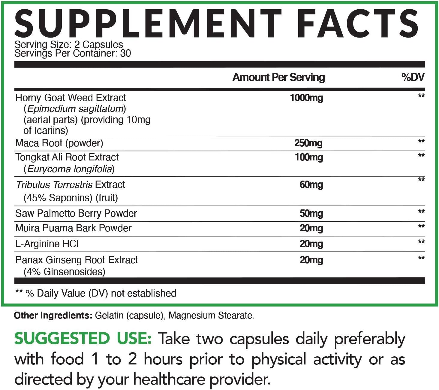 Havasu Nutrition Horny Goat Weed with Ginseng Maca Root for Men and Women - Supports Energy, Stamina, and Performance Boost - 1000mg Herbal Supplements - 60 Capsules: Health & Personal Care