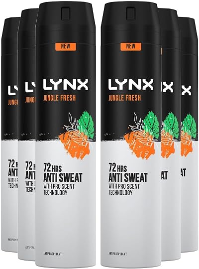 Lynx Jungle Fresh Antiperspirant Deodorant Spray Men 250ml 6 Pack 72H Sweat