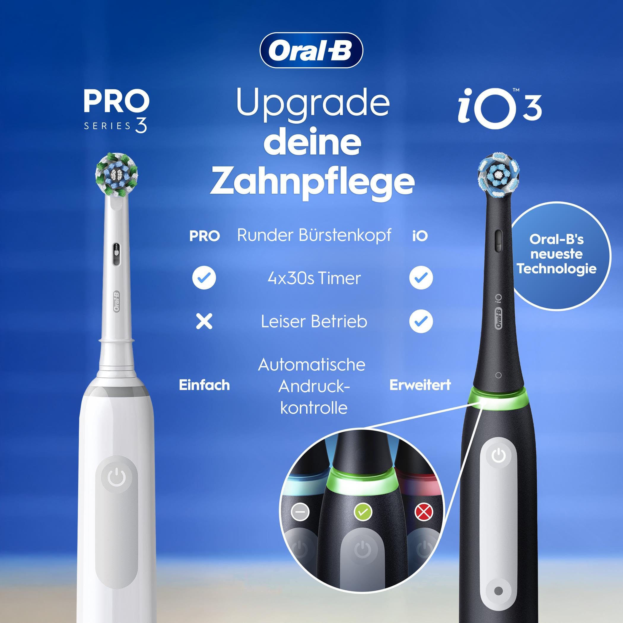 Oral-B Pro Series 3 Elektrische Zahnbürste — Electric Toothbrush, Inkl. 3 Aufsteckbürsten — 3 Putzmodi, Zahnbürste Elektrisch, Designed by Braun, Schwarz 3