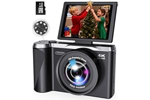 KASUKANI Digital Camera 4K for Photography and Video, 56MP Autofocus Vlogging Camera for YouTube, 3" 180° Flip Screen & 16X Digital Zoom, Compact Travel Cameras with 32GB SD Card for Beginners & Adults