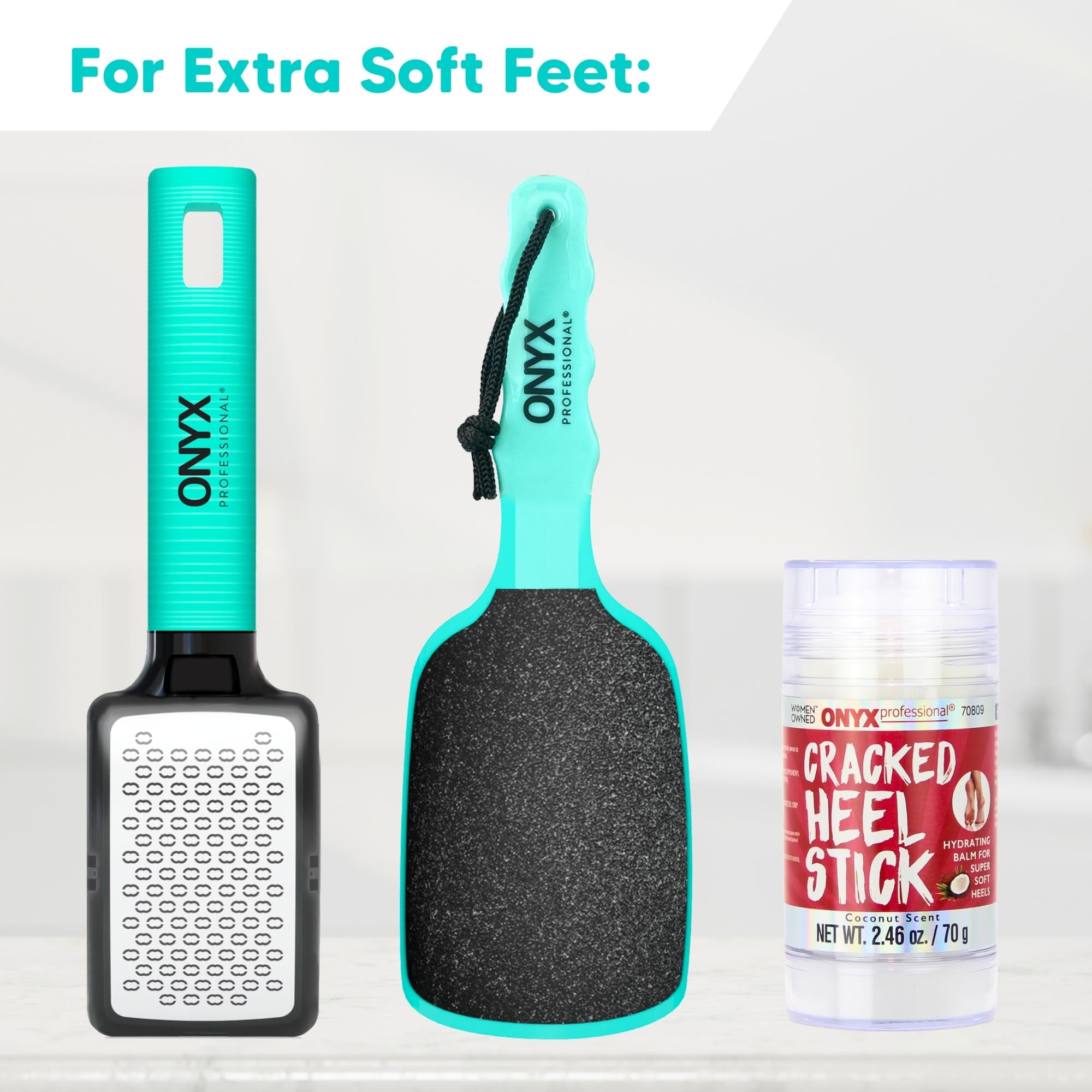 Onyx Professional Cracked Heel Repair Balm Stick for Dry Cracked Feet Treatment, Coconut Scent, 1 pack - Moisturizing Foot Balm, Rolls On, No Mess Like Foot Cream or Foot Lotion, Heel Treatment