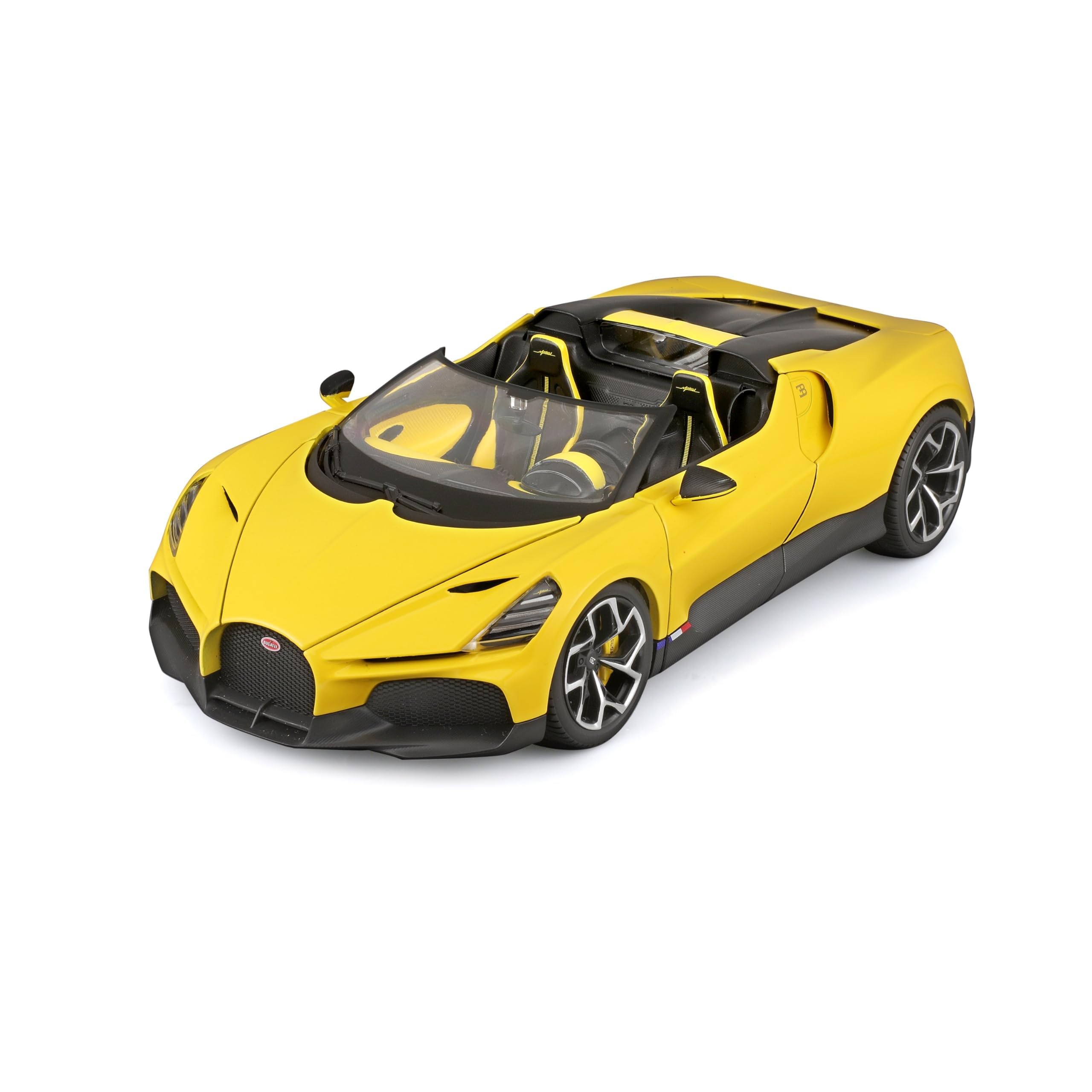 Bburago Bugatti W16 Mistral, 1:18 Scale, Diecast Model with Opening Bonnet and Doors, Assorted Colours, Realistic Interior Details, Officially Licensed by Bugatti, Recommended Age 3+ Years