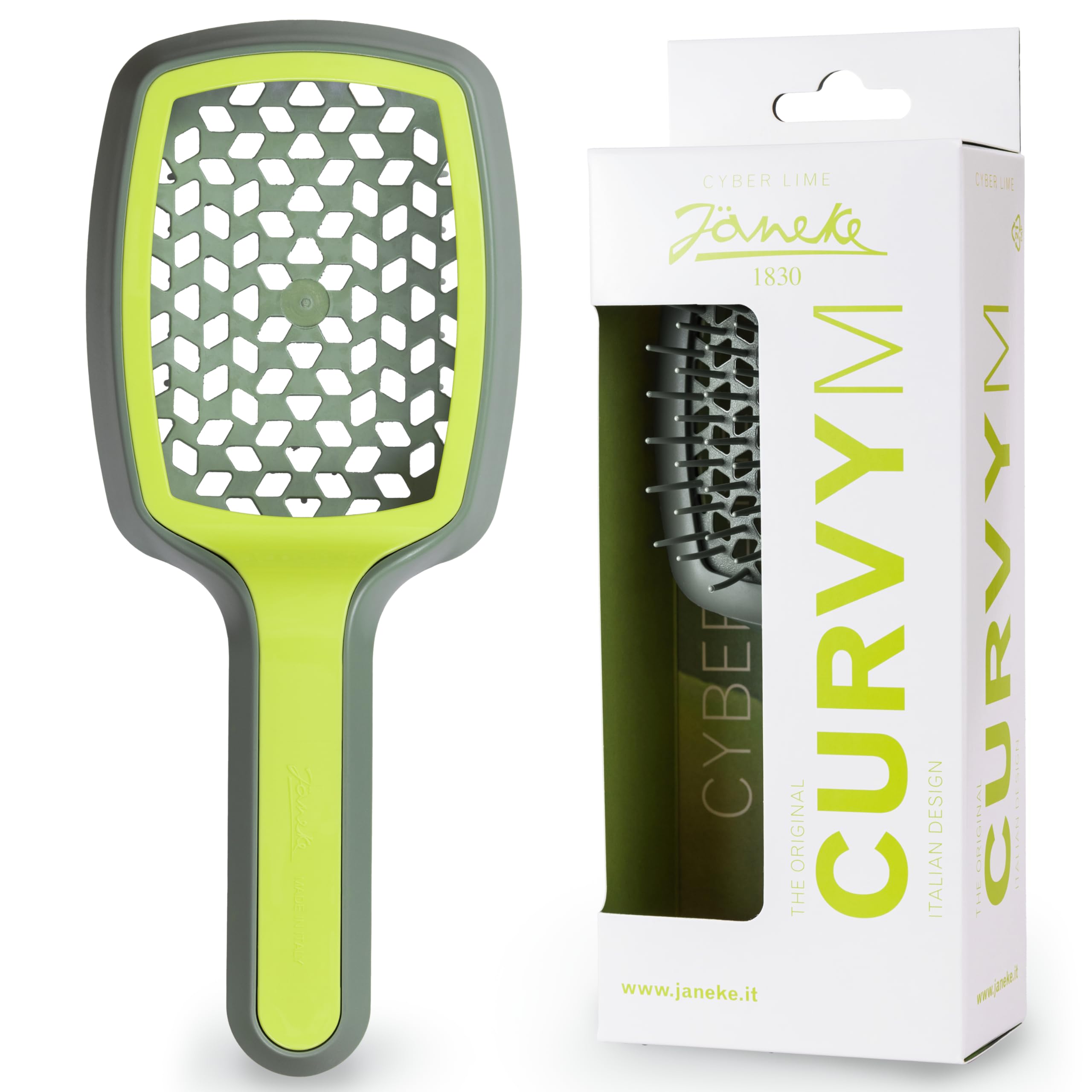 Janeke Curvy Hair Brush with Ergonomic Handle
