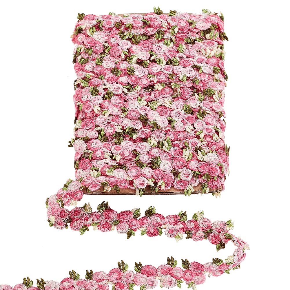 PH PandaHall 5 Yards Flower Lace Ribbon, Hot Pink Floral Lace Trim 20mm ...