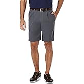Haggar Mens Cool 18 Pro Straight Fit Pleated Front 4-Way Stretch Expandable Waist Golf Performance Short