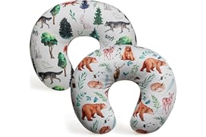 2 Pack Nursing Pillow Cover Woodland Neutral Stretchy Removable Baby Nursing Covers for Breastfeeding Pillows Soft Pillow Sli