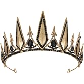SWEETV Black Gothic Crown, Witch Evil Queen Crown for Cosplay Halloween | Queen Crown Tiara, Witch Headband Cos-play, Hair Accessories for Costume Prom Party