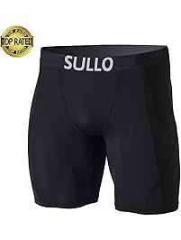 Sullo Men's Compression Shorts Baselayer Wear Workout Shorts with Quad Core Technology