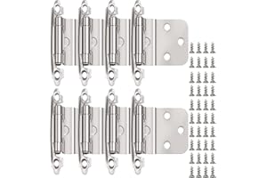 16 Pack Cabinet Hinges for Kitchen Cabinet,3/8" Inset Cabinet Hinge Satin Brushed Nickel Self-Closing Cabinet Door Hinges Sil