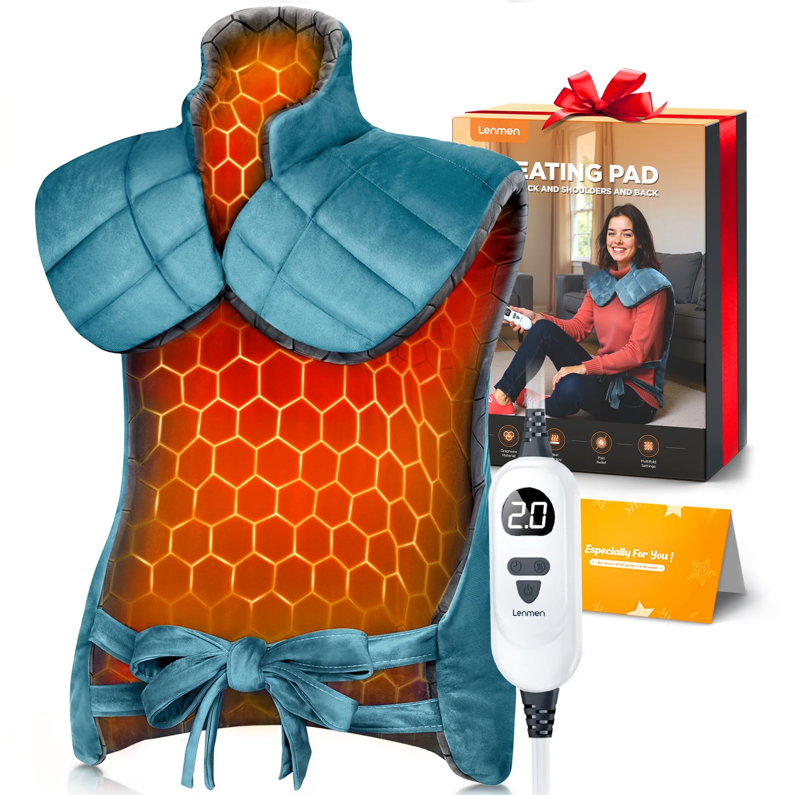 Photo 1 of Graphene-Infused Heating Pad with 3X Deeper Pain Relief, 30% Heavier Weighted Heating Pad for Neck and Shoulders and Back, 25"x35" Large Electric Heated Pads, Gifts for Mom Women Christmas Birthday