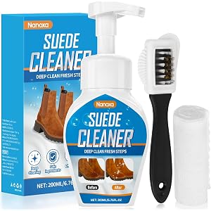 Nanoxa Suede Shoe Cleaner, Suede & Nubuck Cleaner Removes Dirt and Stains, No-Rinse Foam Suede Cleaner Kit for Suede, Nubuck