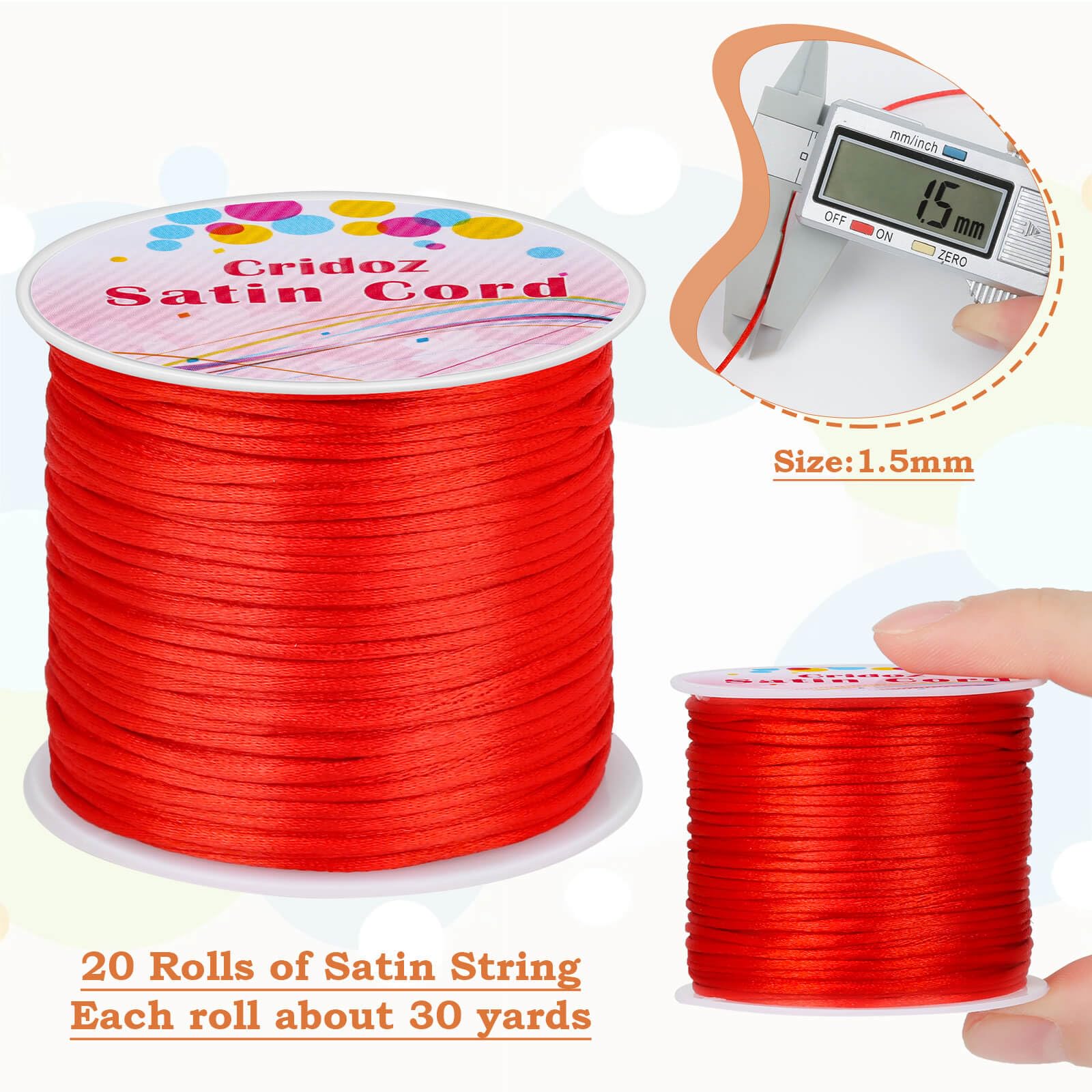 Cridoz 12 Rolls Nylon String for Bracelets, Satin Rattail Silk Cord Silky Beading String for Kumihimo, Braided Bracelets, Pendants Necklace, Macrame Craft, Keychains Lanyards, Jewelry Making