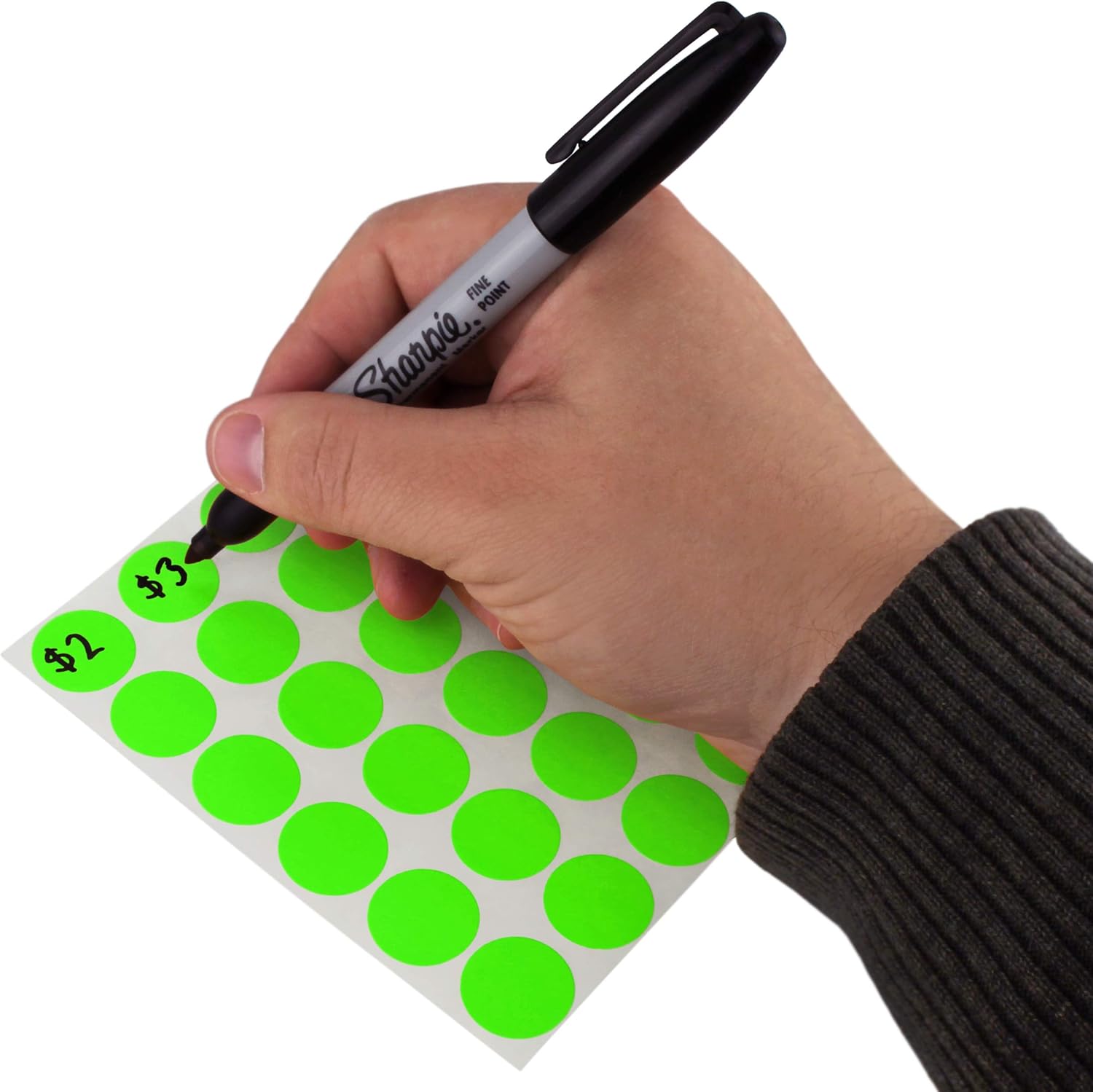 ChromaLabel 3/4 Inch Round Removable Color-Code Dot Stickers, 1008 Pack, 24 Labels per Sheet, Fluorescent Green : Office Products