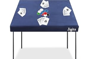 Jigitz Fitted Game Table Cover, Blue - Poker Felt Table Cover Card Table Covers Fitted Square Tablecloth, 34in x 34in