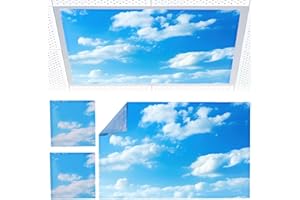 Torixqi 2pcs Fluorescent Light Covers - Light Covers for Ceiling Lights Classroom, Magnetic Light Filters for Office, Hospitals, Home 4 x 2 Feet (Blue sky and white clouds)
