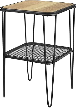 Eden Bridge Designs Mid Century Modern Square Side Table Sofa Table Nightstand With Hairpin Metal Legs Style For Living Room Or Bedroom Rustic Oak Amazon Co Uk Kitchen Home