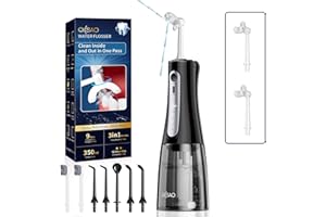 OILSAO Water Flosser Cordless for Teeth, U-Shaped Flossing Head for 360° Deep Clean, 9 Jet Tips, 5 Modes&10 Pressures, 350ml Portable Electric Flosser, Rechargeable Oral Irrigator, Professional Dental Floss