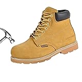 BOIWANMA Work Boots for Men, Steel Toe Leather