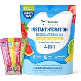 Totaria 0 Sugar Electrolyte Powder Drink Mix, 4 Formulas, 32 Sticks, 0 Calories Hydration Variety Packets Liquid with Himalayan Pink Salt, 7 Key Electrolytes, BCAA, Taurine, 6 Vitamins, Stevia Free