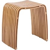 CWUINT Bamboo Shower Bench, Waterproof Non-Slip Bath Stool,Sturdy Stable | Natural bamboo material, fully assembled, unique spa-style, multi-scene use for bathroom, entryway, bedroom and living room