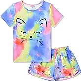 QPANCY Pajamas for Girls Unicorn Pjs Sets Little Kids Summer Short Sleeve Sleepwear