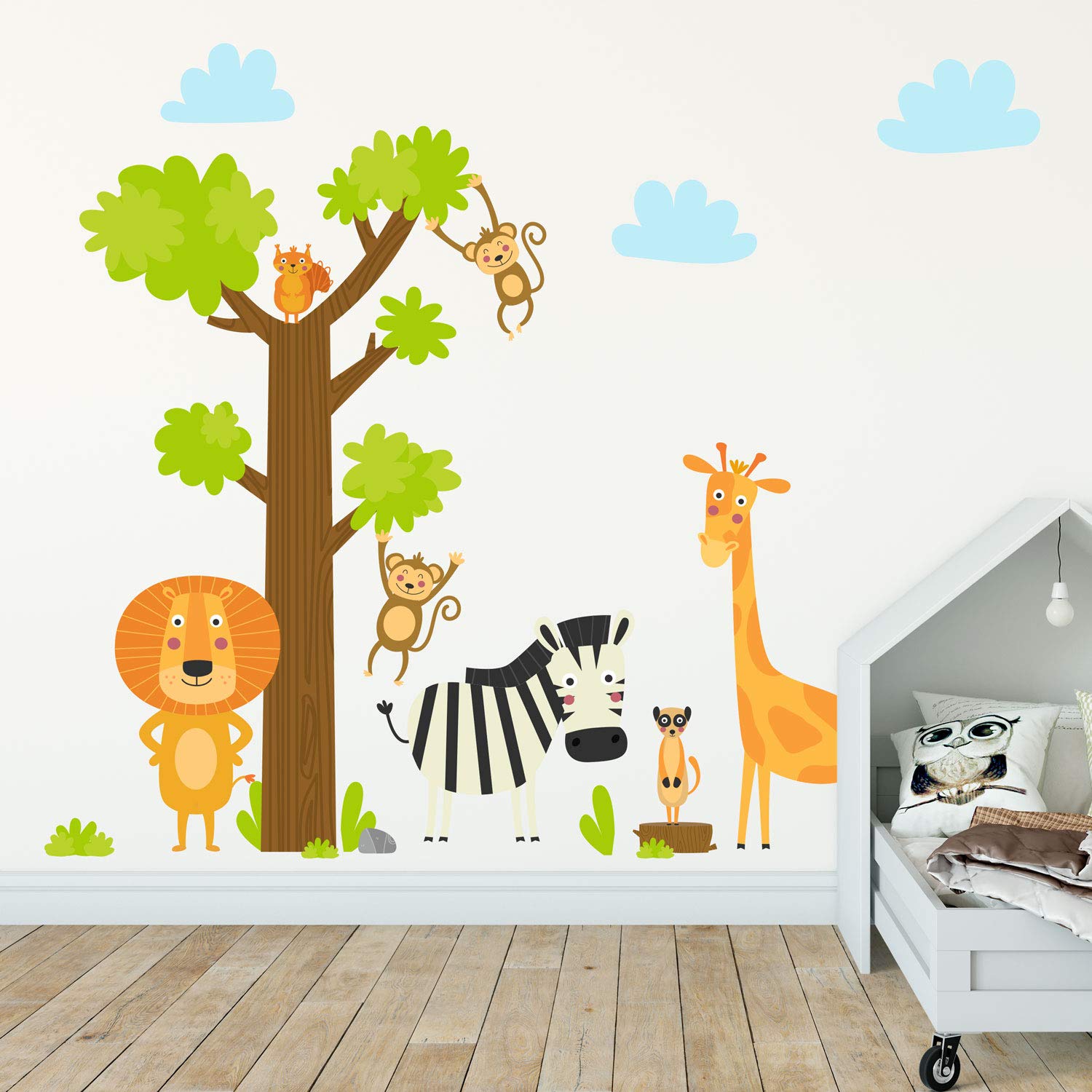 Stickerscape Jungle Animals and Tree Wall Sticker Pack | Perfect for A Childs Room Or Nursery | Easy to Apply | Peel and Stick Wall Mural