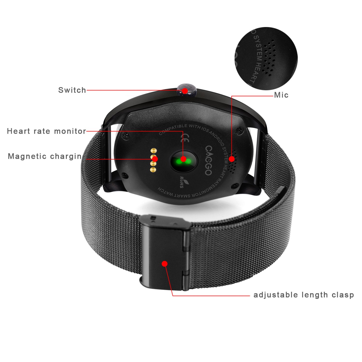 rgtopone Fitness Tracker GPS Trayectoria mapa/remoto música ...